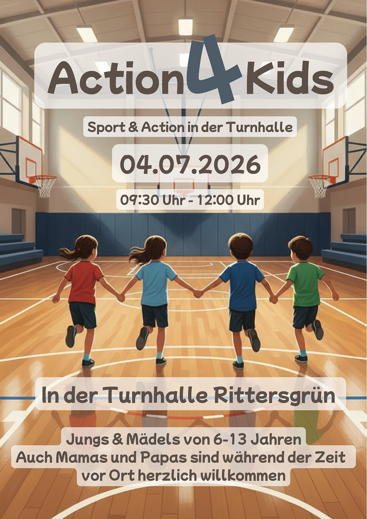 Flyer Aktion 4 Kids – Sport und Action in der Turnhalle Rittersgrün