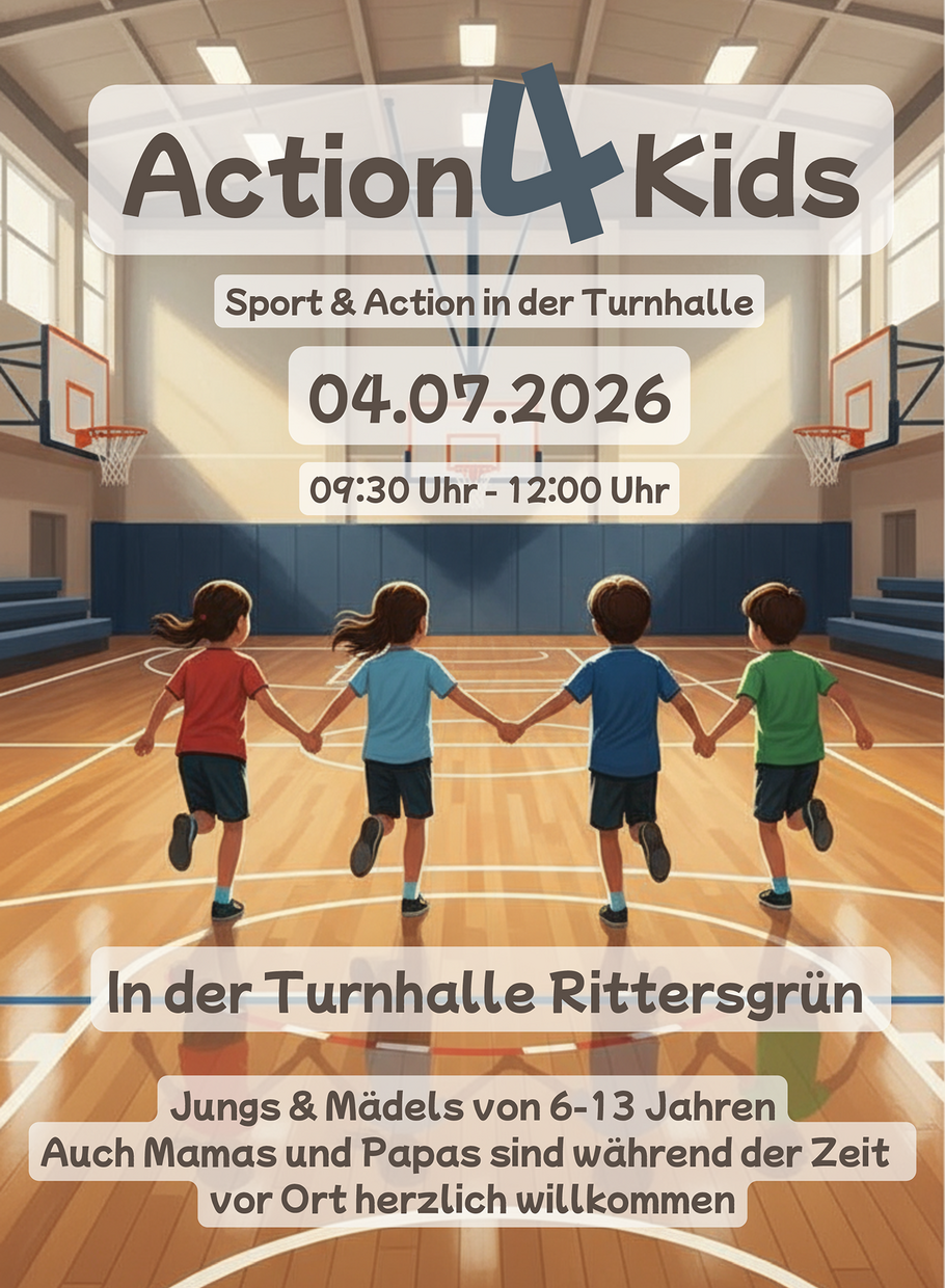 Flyer Aktion 4 Kids – Sport und Action in der Turnhalle Rittersgrün